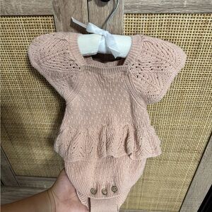 Pink Knitted Baby onesie LIKE NEW 100% cotton